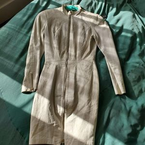 Vintage White leather Zip Dress
